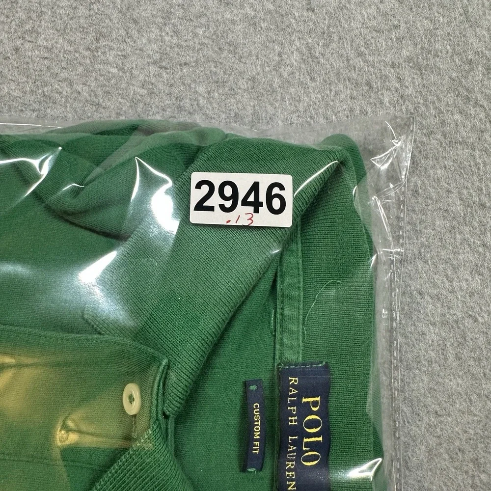 Polo Ralph Lauren Custom Fit Long Sleeve Polo Shirt Green XL Cotton Pony